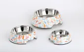  Миска одинарная металлическая с рисунком (37-L)