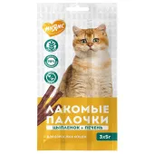 Мнямс лакомые палочки для кошек с цыпленком и печенью 3 шт