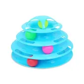 Чистый котик Игрушка для кошек Трек-башня с мячиками, синий