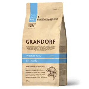 GRANDORF SKIN&CARE, сухой Белая рыба с индейкой — забота о коже и шерсти для кошек