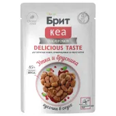 БРИТ КЕА Пауч с Уткой и Брусникой для взрослых кошек, привередливых ко вкусу корма, кусочки в соусе, 85 г