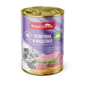 Ночной охотник Консервы для кошек кусочки в желе с телятиной и индейкой, 415 г