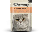 Chammy АКЦИЯ Влажный корм для кошек, печень, кусочки в соусе, 85 г