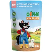 Мнямс Влажный корм Ферма кота Фёдора сочные кусочки в желе для кошек с ягненком, 85 г