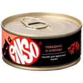 ENSO консервы для взрослых кошек, паштет с говядиной и клюквой, банка 100 г