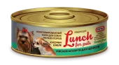 Lunch For Pets Консервы для щенков мелких пород Мясное ассорти кусочки в желе 100 г